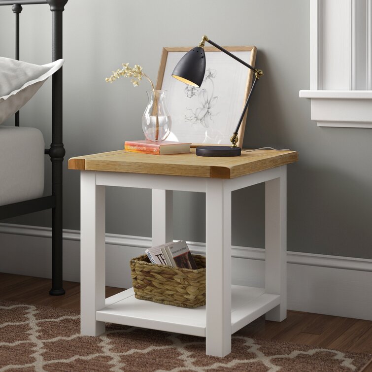 White end table with 2024 wood top